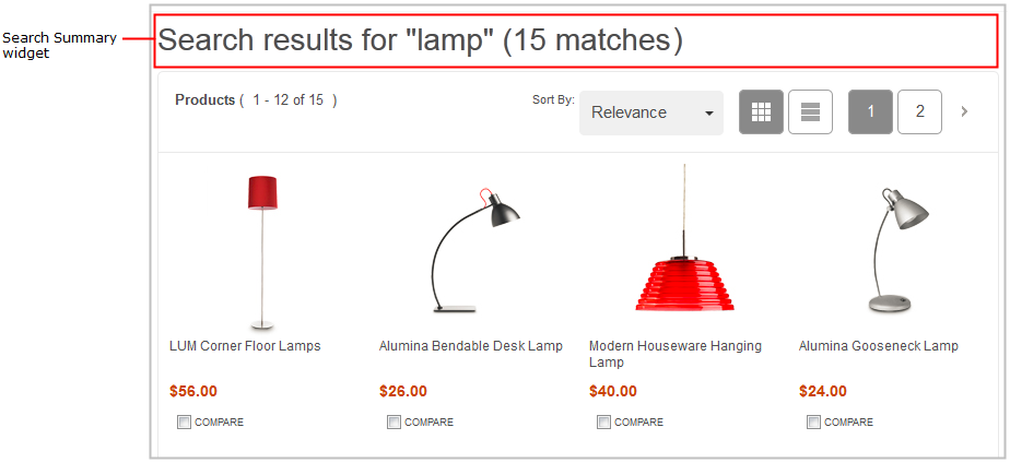 Example of a Search Summary widget