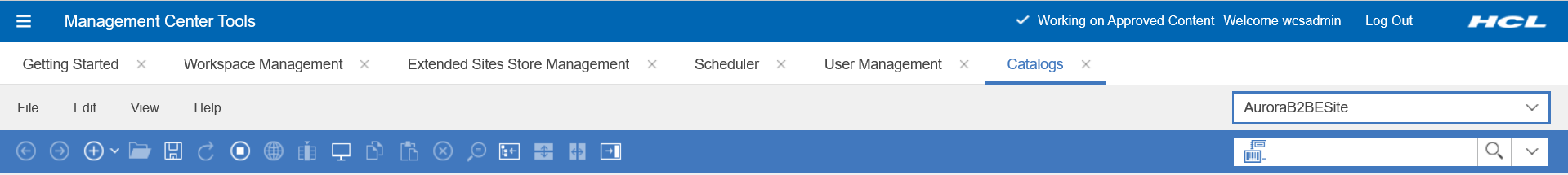 Management Center tool tabs