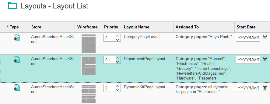 Layout List screen capture