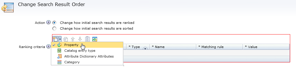 Default property selector in the Management Center