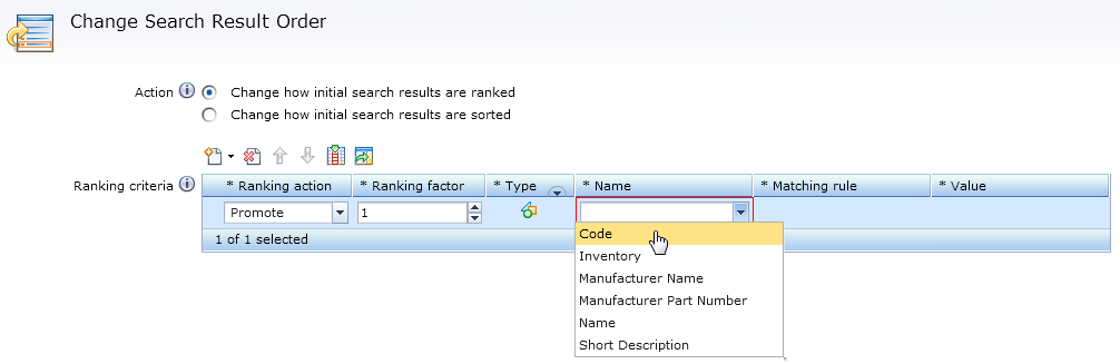 Default property selector in the Management Center