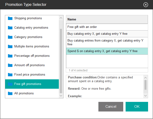 Promotion Type Selector