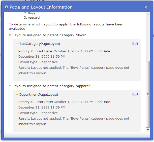 Detailed layout Information