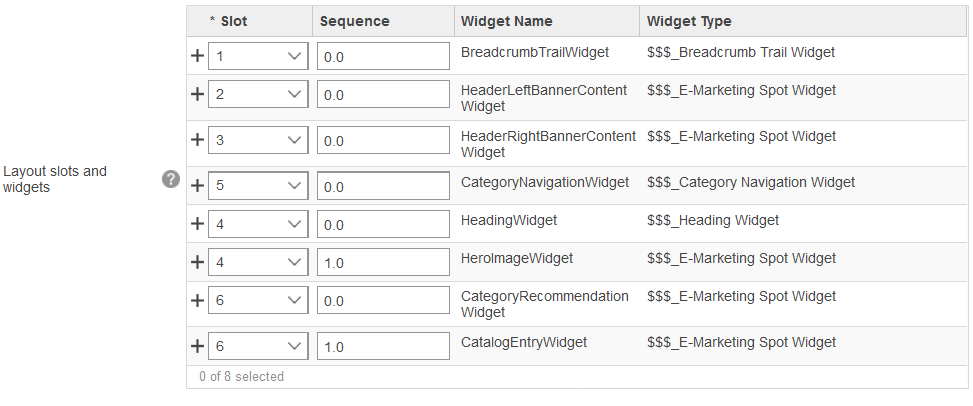 Widget slot values