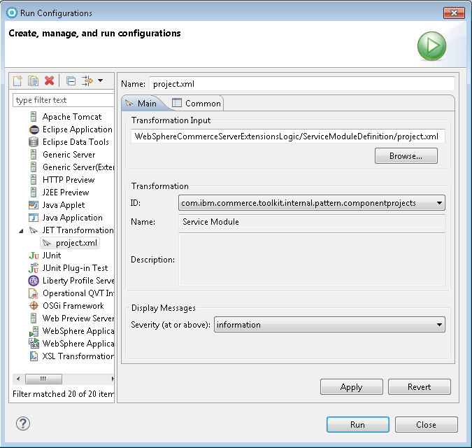 Select the com.ibm.commerce.toolkit.internal.pattern.componentprojects ID