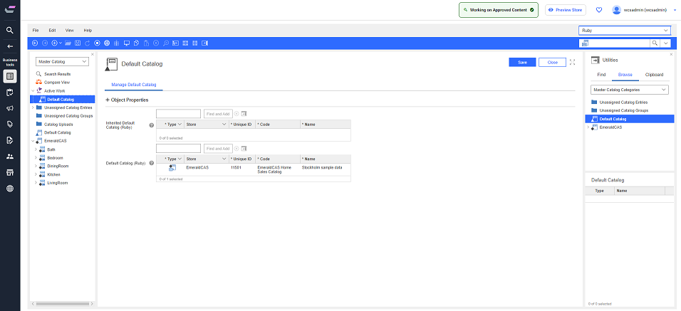 Default Catalog pane