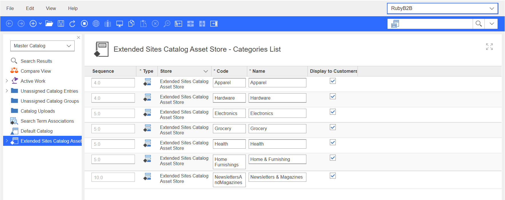 Categories list