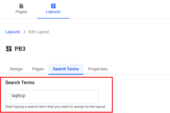Assigning a layout to a search term