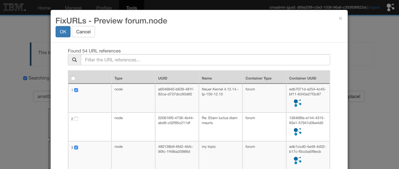 Figure 26 - FixURLs select items