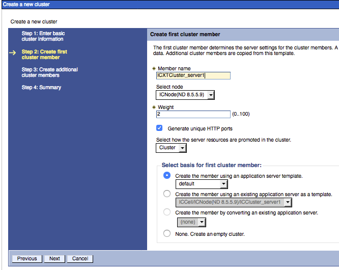 WAS DMGR new cluster Step2