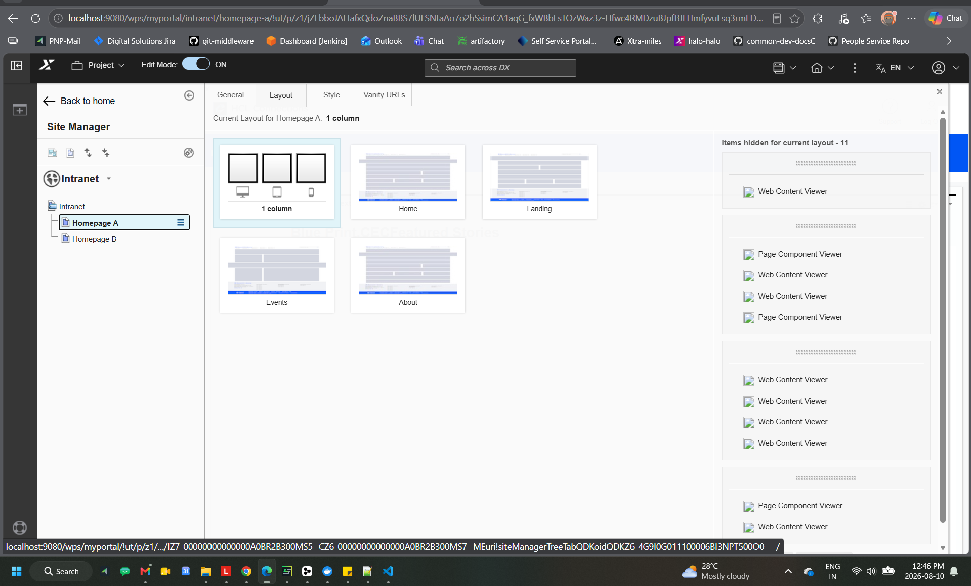 CEC Page supported layouts