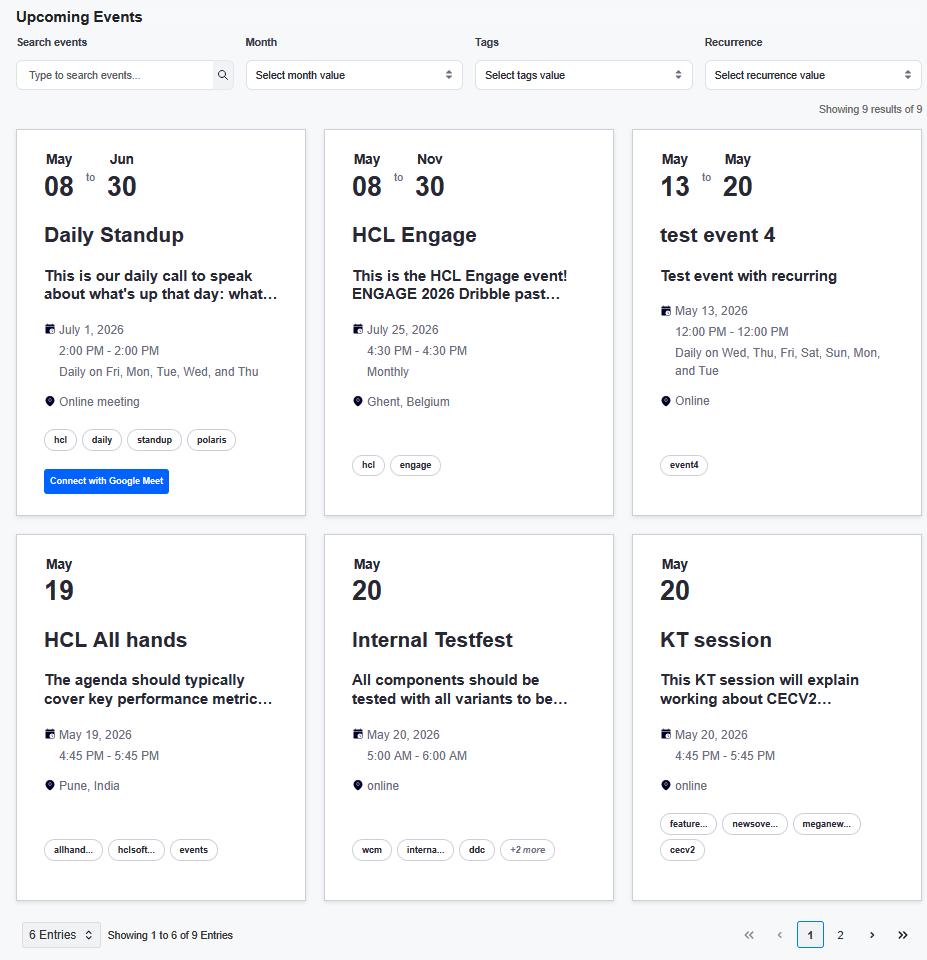 CECUpcomingEvents Component