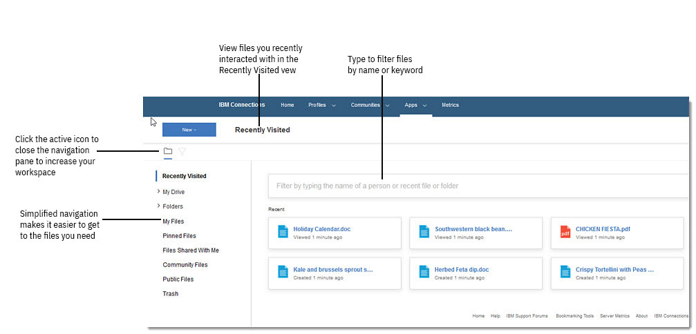 New Files features for IBM Connections CR3