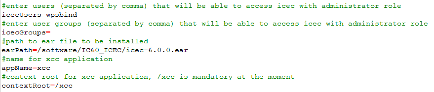 install.properties section for adding admin names