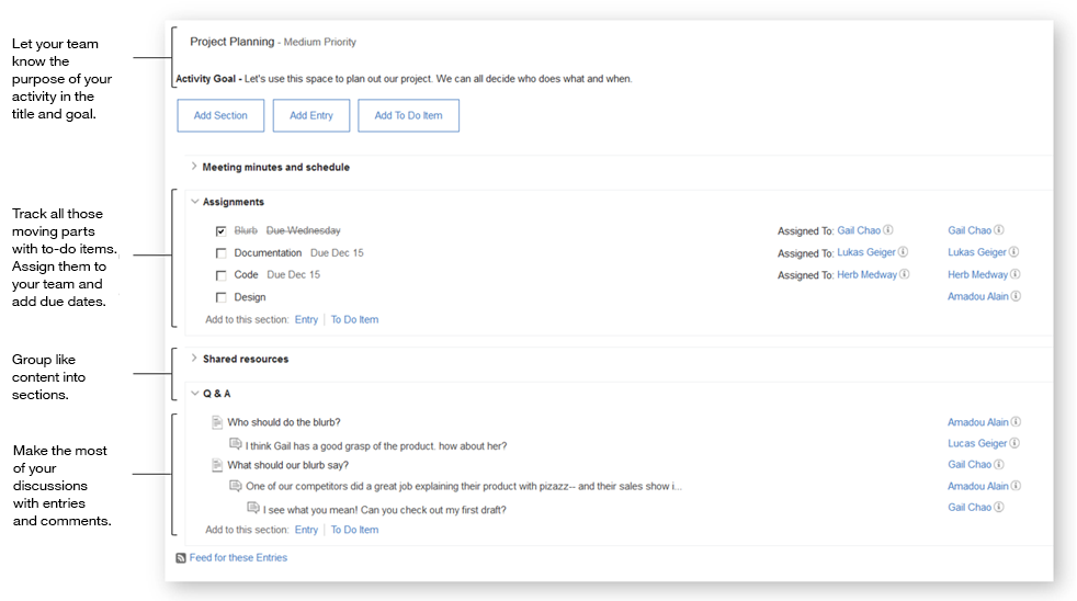 Screenshot von einer Projektmanagementaktivität