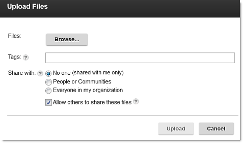 Screenshot der Optionen beim Hochladen einer Datei