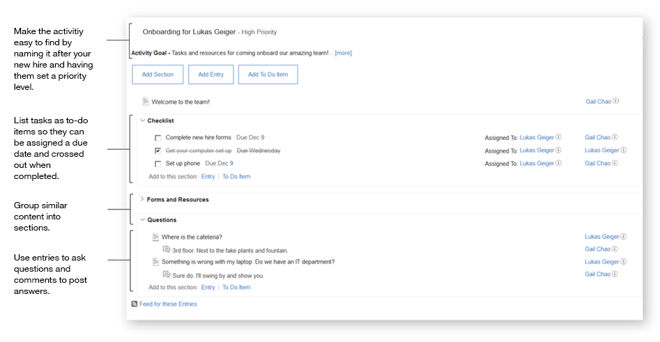 Screenshot van inwerkactiviteit