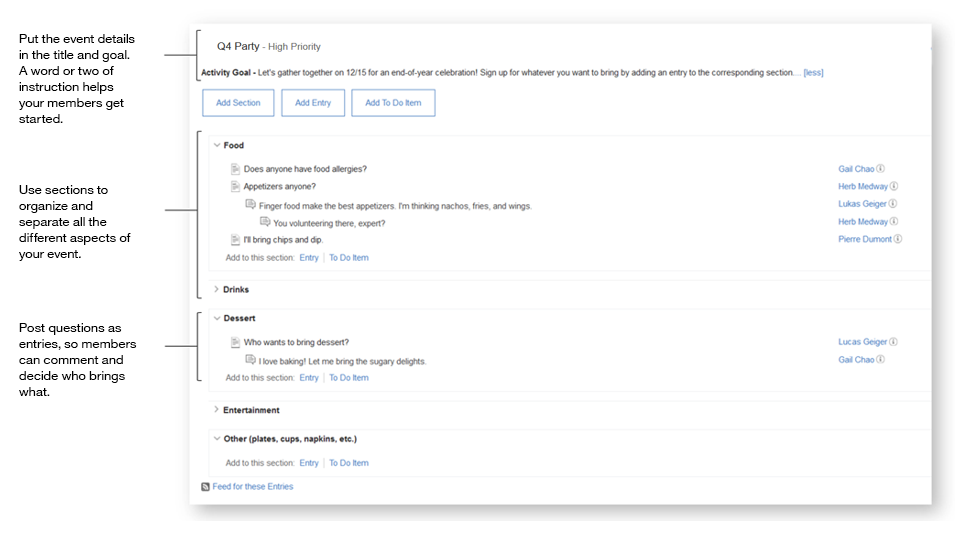 Schermopname van activiteitsplanning