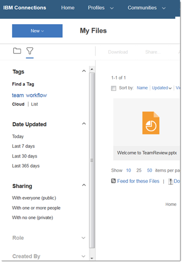 Filteringsvenster in Bestanden