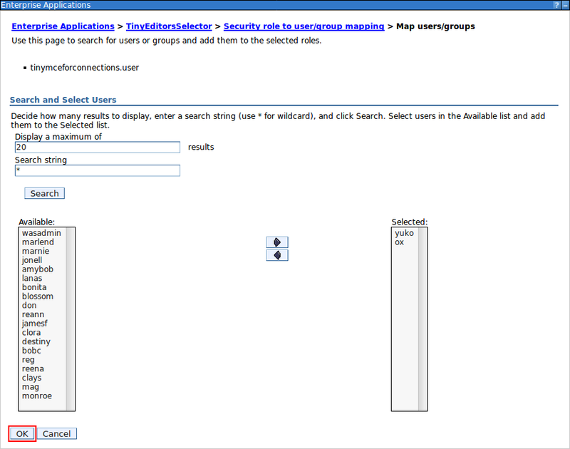 Accept the user/group choices for the editor