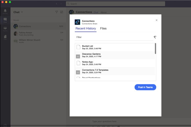 Add a tab window showing "conn" typed in filter field bringing the Connections option to the top