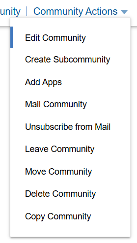 Edit Community option in the Community Actions menu