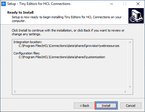 Installer review screen