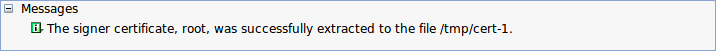 Message received when the certificate is exported. Successfully extracted