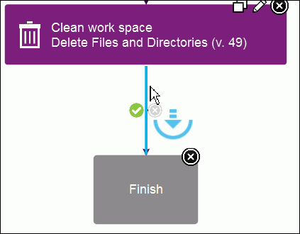 Highlighted connection arrow as a step is dragged to the process editor