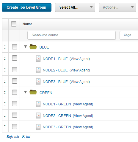 The resource tree showing two matching collections of agent resources