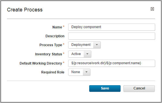 The Create Process window