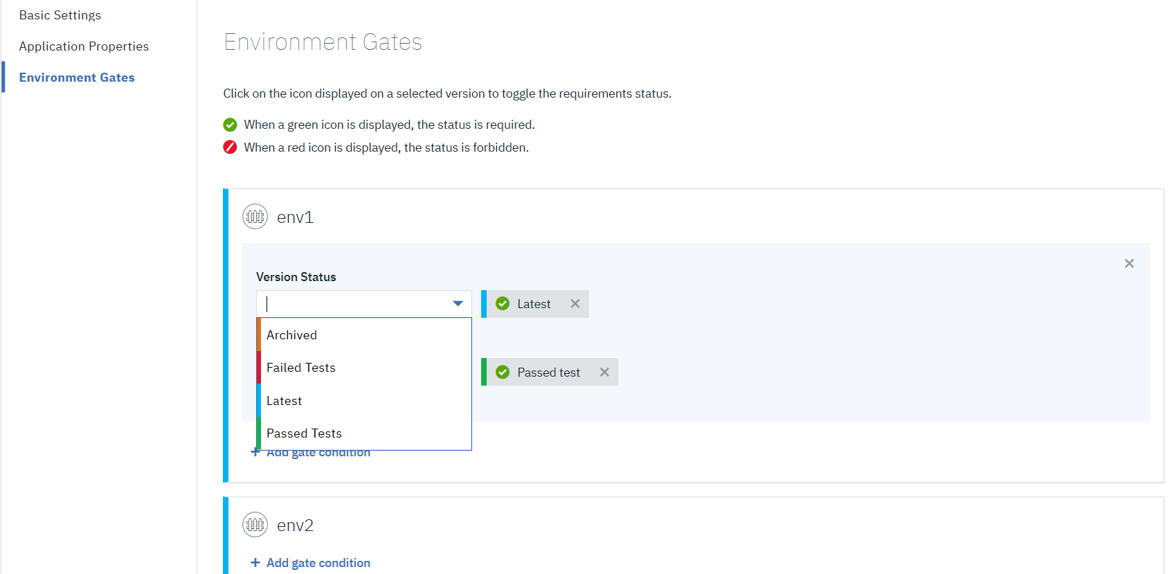 Selecting environment gates