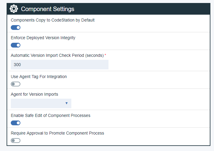 Component Settings containing two new parameters.