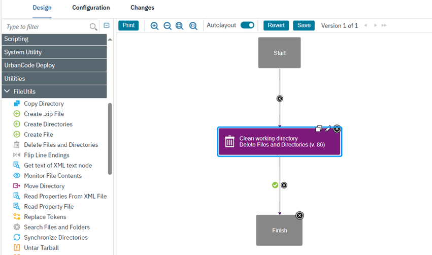 The new process with one step in the flow