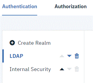 The list of authentication realms, ordered by priority