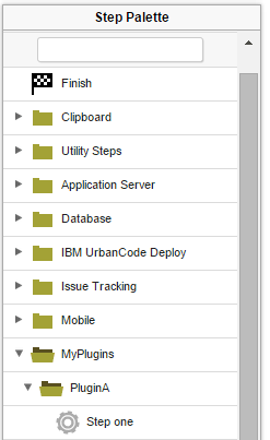 The step palette, showing the steps in the MyPlugins/PluginA folder