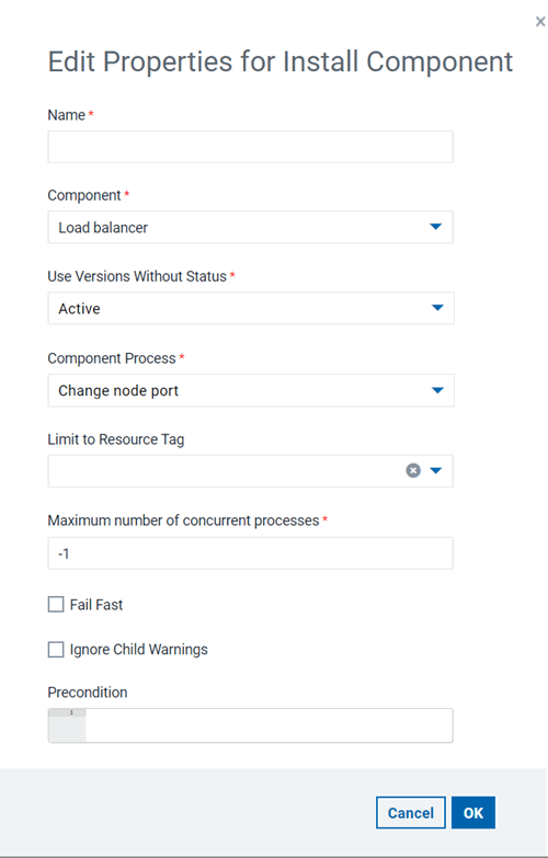 A typical Edit Properties window, showing the properties for the step