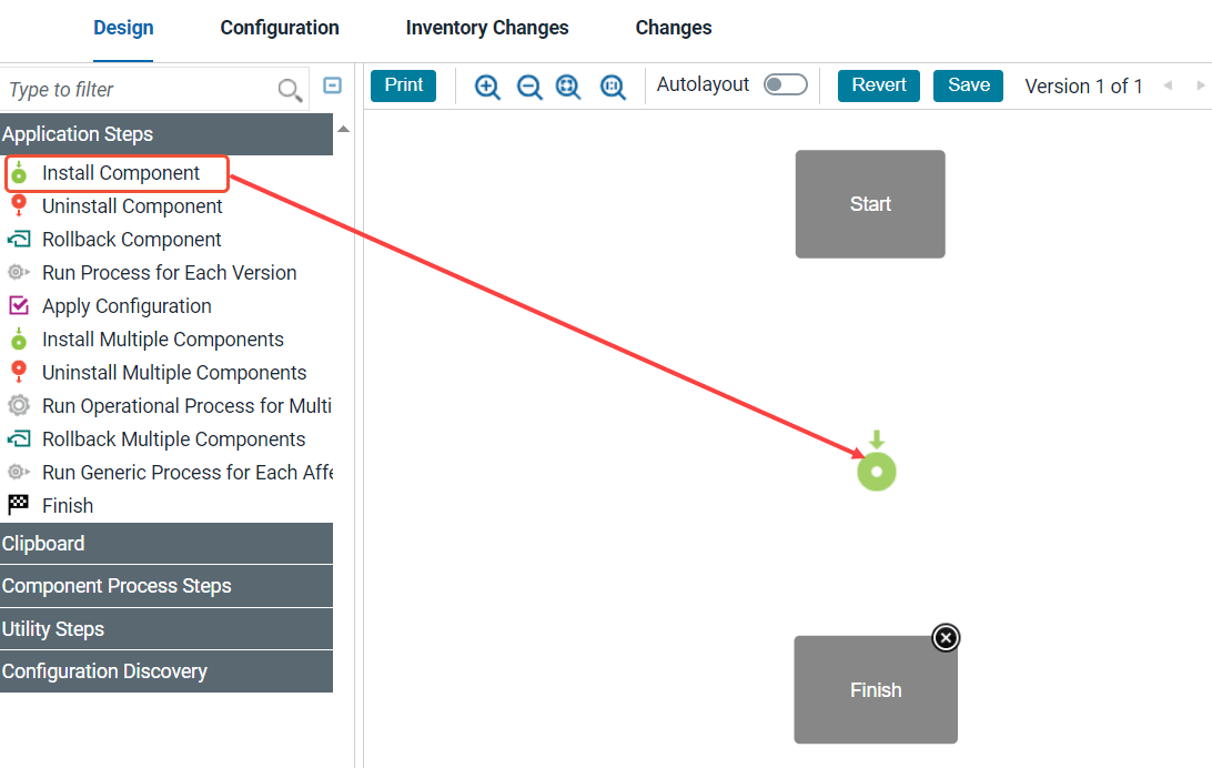 Adding a step by dragging it from the list of steps to the design space