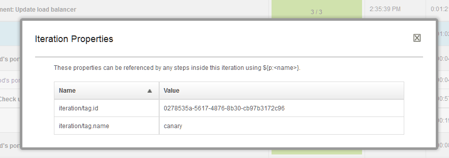 Iteration properties for the For Each Tag step