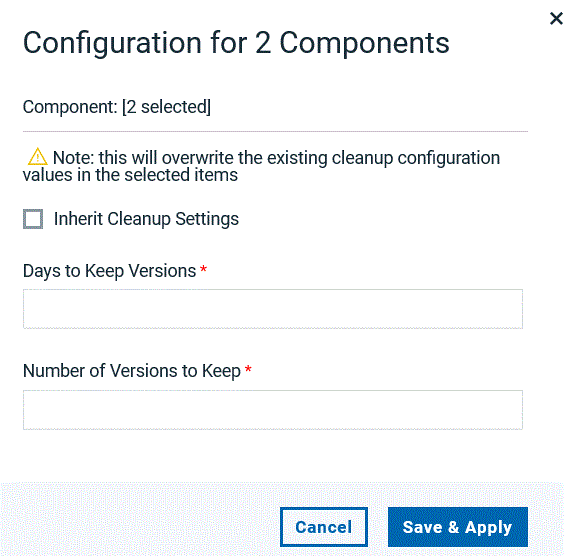 component cleanup configuration