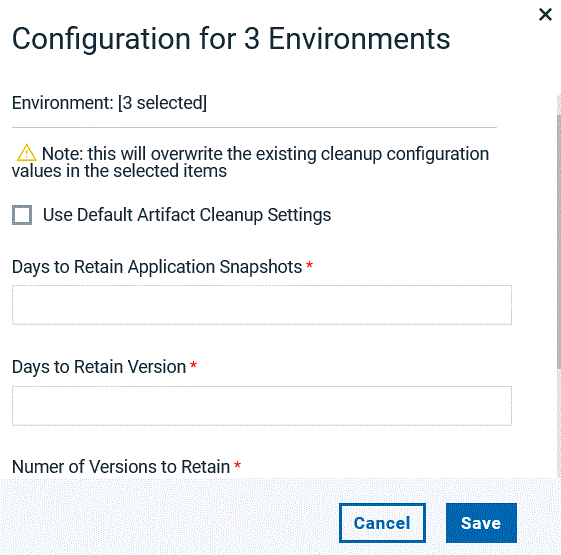 component cleanup configuration