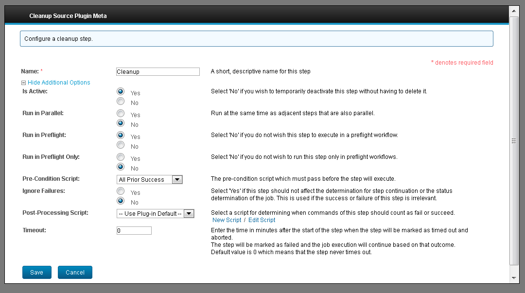 Cleanup Source plug-in options