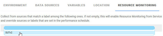 Field where you select or enter Resource Monitoring labels