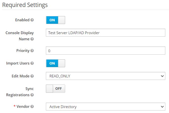 User Federation form