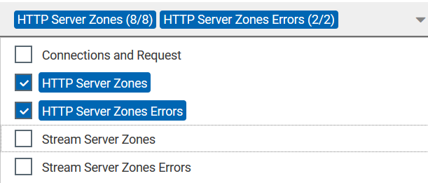 Choose data counters with the filters