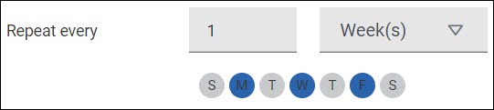 Image of the weekday selection for recurring test runs