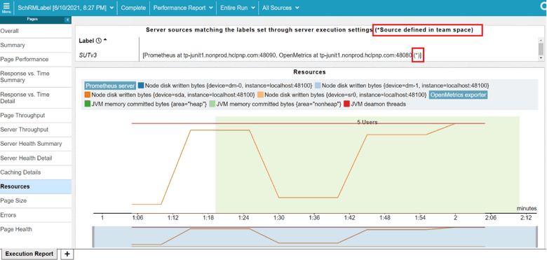 Example of Statistics report with Resource Monitoring matching selected labels