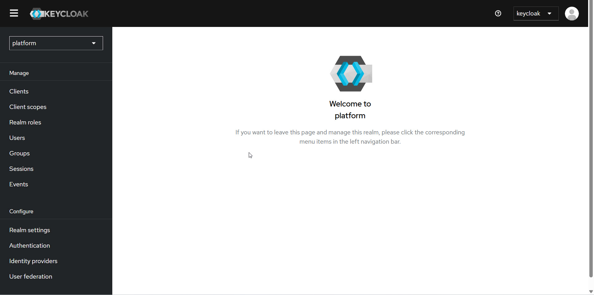 Image of the platform realm dashboard.