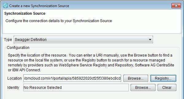 Selected Swagger document