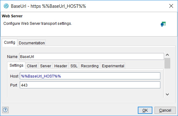 Image of the web server dialog box.